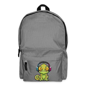Baby Chameleon Headphones Cartoon Music - Backpack - elephant grey - Front