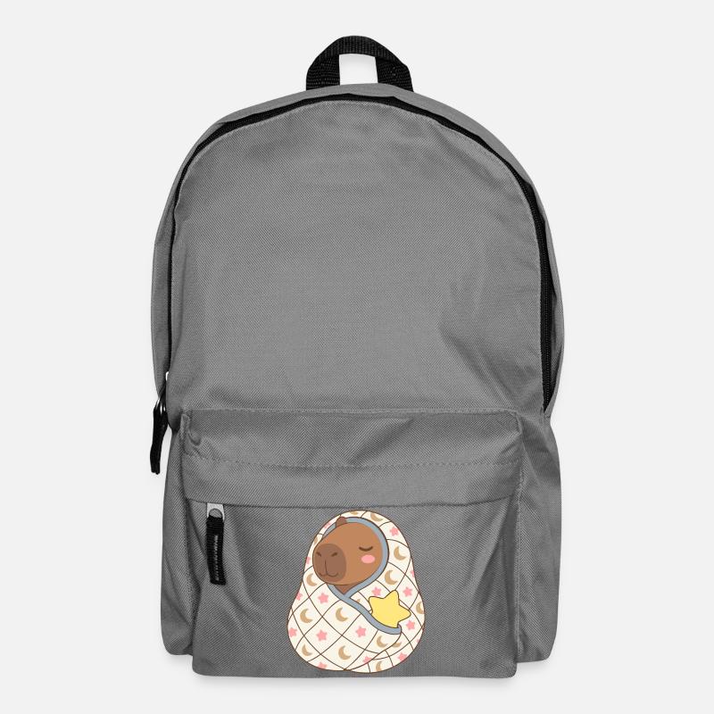 Niedliches schlafendes Capybara in Decke – Kawaii-Kunst - Rucksack - Mittelgrau