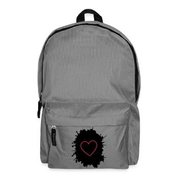 Neon Pink Heart Outline on Black - Backpack - elephant grey - Front
