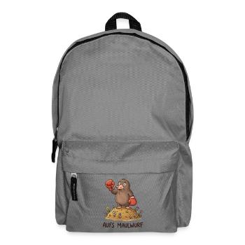 Aufs Maulwurf – Lustiges Boxer Wortspiel - Rucksack - Mittelgrau - Vorne