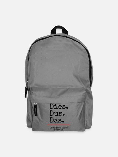 Dies Dus Das Debatte (weiß) - Rucksack - Mittelgrau