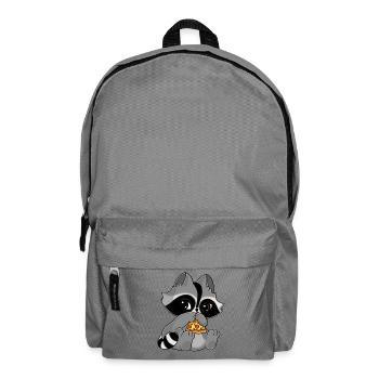 Snuggles der Waschbär ißt ein Stück Pizza - Rucksack - Mittelgrau - Vorne