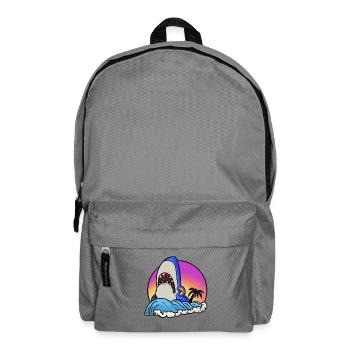 Shark surfer at sunset wave - Backpack - elephant grey - Front