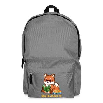Cartoon Fuchs mit Buch beim Lesen  - Rucksack - Mittelgrau - Vorne