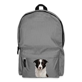 Border Collie Porträt: Treuer Blick - Rucksack - Mittelgrau - Vorne