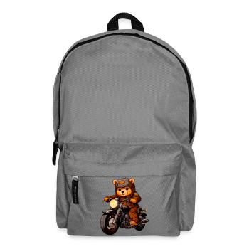 Motorrad Bären Teddy - Rucksack - Mittelgrau - Vorne