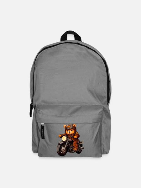 Motorrad Bären Teddy - Rucksack - Mittelgrau