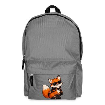 Fuchs mit Sonnenbrille und Kürbiscape - Rucksack - Mittelgrau - Vorne