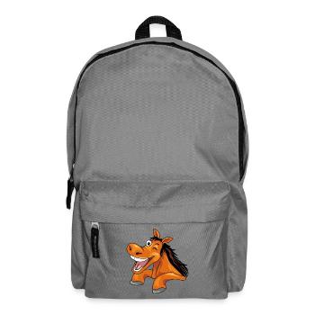 Funny peeking laughing horse - Backpack - elephant grey - Front