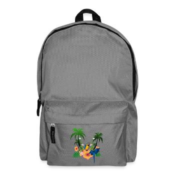 Tropisches Design mit Palmen und Papagei. - Rucksack - Mittelgrau - Vorne