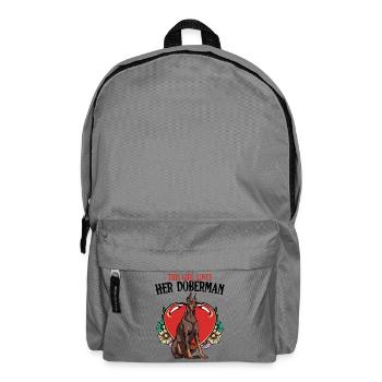 Style de tatouage en cœur de doberman - Sac à dos - gris éléphant - Devant