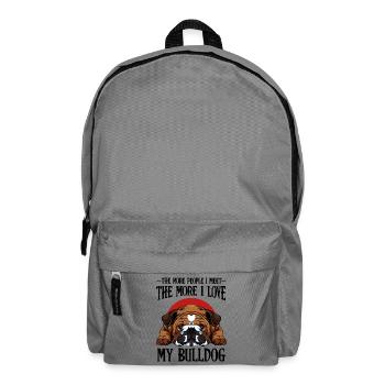 Bulldogkopf Illustration roter Halbkreis - Rucksack - Mittelgrau - Vorne