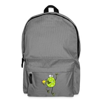 Frosch mit Krone - Frösche - Kröte - Comic - König - Rucksack - Mittelgrau - Vorne