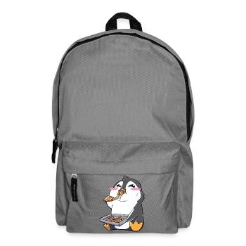 Lustiger Pinguin Pizza - Rucksack - Mittelgrau - Vorne