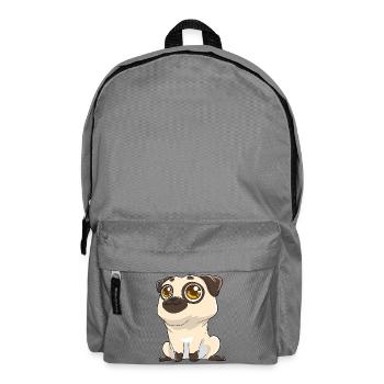 Cute pug with big eyes - Backpack - elephant grey - Front