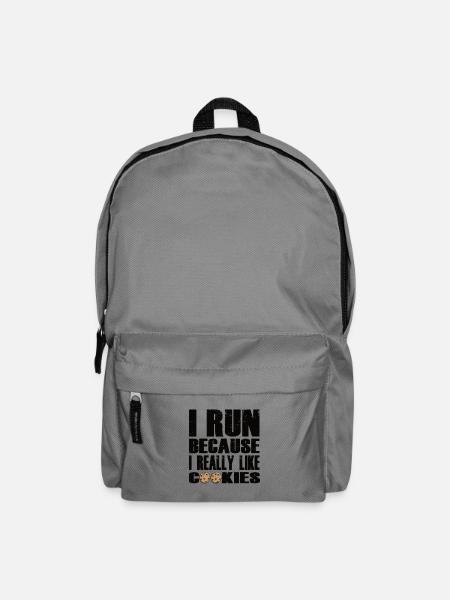 Lustiges Laufzitat mit Keks-Design - Rucksack - Mittelgrau