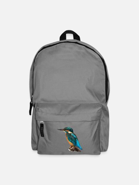 Low-Poly Eisvogel Auf Stein - Rucksack - Mittelgrau