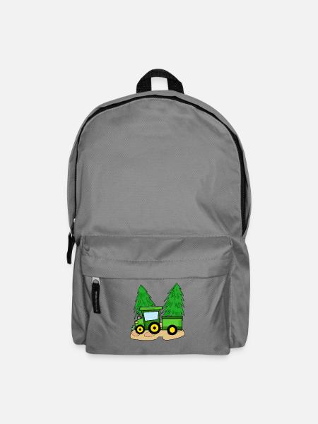 Traktor mit Anhänger - Rucksack - Mittelgrau