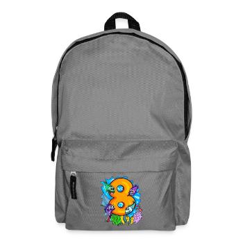 8 Jahre alt - 8. Geburtstag - Fische im Ozean - Rucksack - Mittelgrau - Vorne