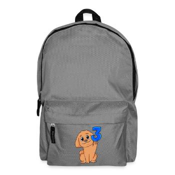 3 Jahre alt - 3 Geburtstag - Pudel Motiv - Rucksack - Mittelgrau - Vorne