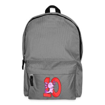 10 years old - 10th birthday - Axolotl motif - Backpack - elephant grey - Front