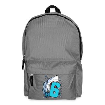 6. Geburtstag 6 Hai - Rucksack - Mittelgrau - Vorne
