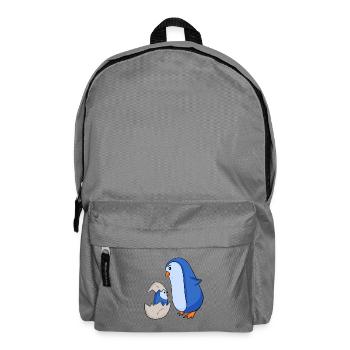 Pingouin avec Bébé Pingouin - Sac à dos - gris éléphant - Devant