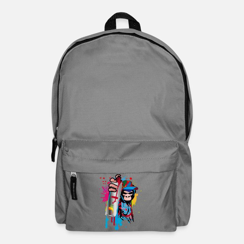 cooler Street Art Gorilla Sprayer im Graffiti Stil - Rucksack - Mittelgrau