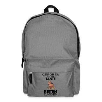 Tante Reiten Baby Strampler Pferd - Rucksack - Mittelgrau - Vorne
