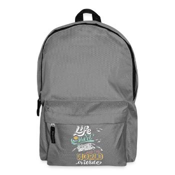 Life is Short The World is Wide - Rucksack - Mittelgrau - Vorne