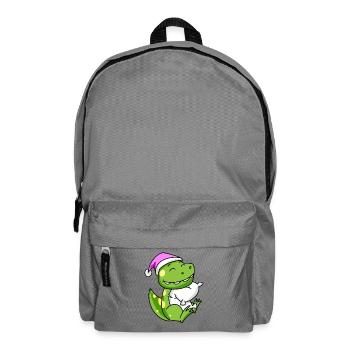 Dinosaurier mit Kissen und Schlafmütze - Rucksack - Mittelgrau - Vorne