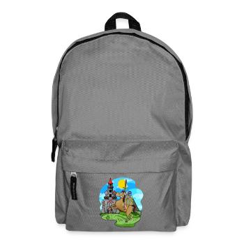 Ritter Pferd Burg für Kinder - Rucksack - Mittelgrau - Vorne