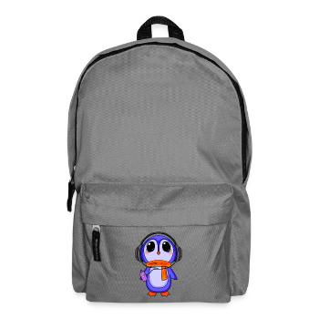 Pinguin hört Musik - Rucksack - Mittelgrau - Vorne