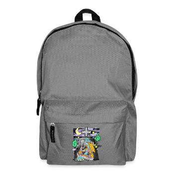 Zombie Grabstein Pizza lustig - Rucksack - Mittelgrau - Vorne