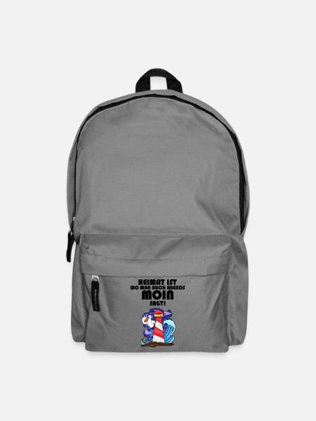 Nordsee Plattdeutsch Spruch Moin Möwe Leuchtturm - Rucksack - Mittelgrau