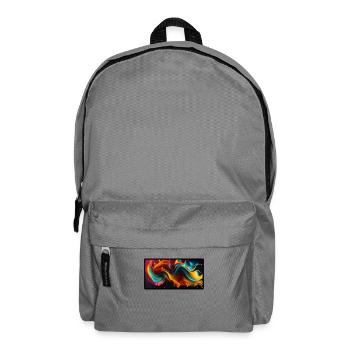 Colour swirls on dark blue - Backpack - elephant grey - Front