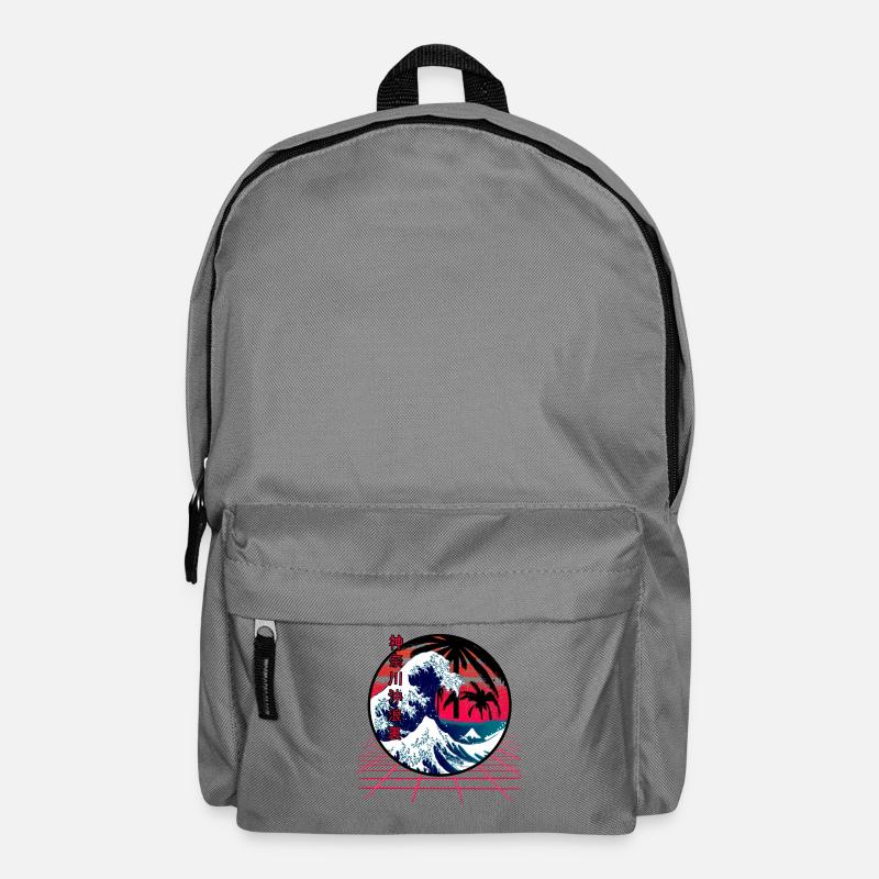 die große Welle vor kanagawa retro wave - Rucksack - Mittelgrau
