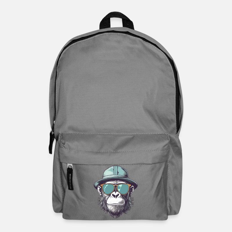 Cooler Affe mit Sonnenbrille und Hut - Rucksack - Mittelgrau