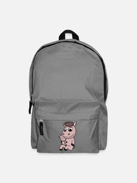 Pferd Familie - Pferd mit Baby - Rucksack - Mittelgrau