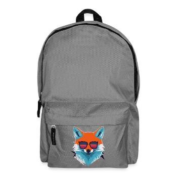 Sly and Stylish: Retro Aggressive Fox T-Shirt - Backpack - elephant grey - Front