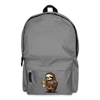 tired sloth with huge coffee mug - Backpack - elephant grey - Front