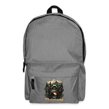 Photo camera with lettering - Backpack - elephant grey - Front