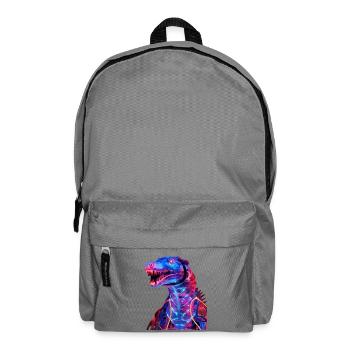Neon-Dino mit futuristischem Flair - Rucksack - Mittelgrau - Vorne