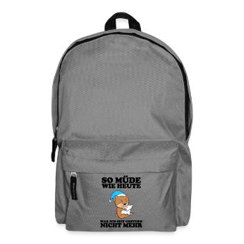 Müde Spruch Verschlafen Schlafen Ausschlafen Faul - Rucksack - Mittelgrau - Vorne