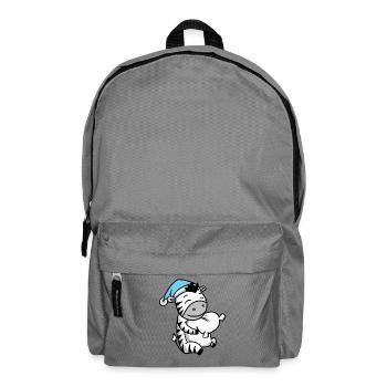 Zebra with pillow and sleepy cap - Backpack - elephant grey - Front