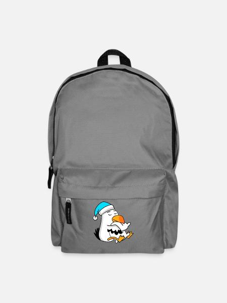 Möwe mit Kissen und Schlafmütze - Rucksack - Mittelgrau