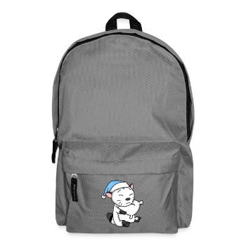 Sleeping Tired - Cat with Pillow and Sleepy Cap - Backpack - elephant grey - Front