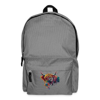 Highland Cow Scottish Highlands Rustic Cattle - Rucksack - Mittelgrau - Vorne