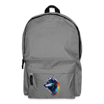 Regenbogen-Aquarell Wolf Spritzt - Rucksack - Mittelgrau - Vorne