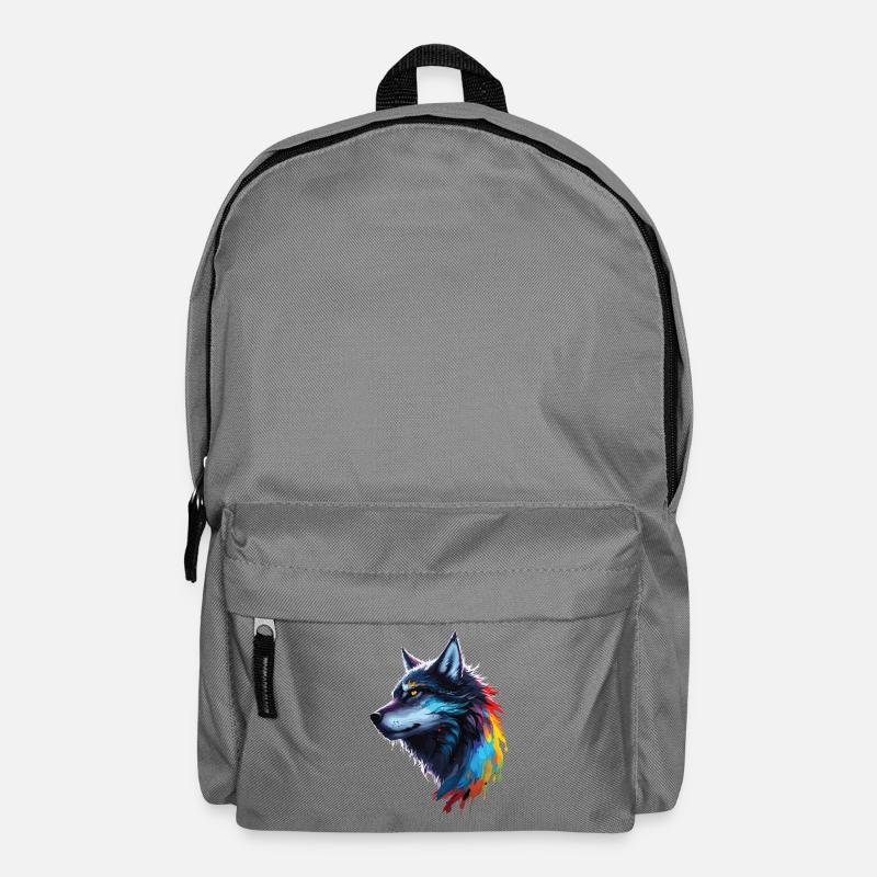 Regenbogen-Aquarell Wolf Spritzt - Rucksack - Mittelgrau